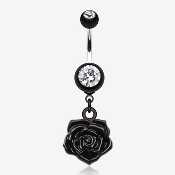 Immortal Rose Belly Button Ring-Black